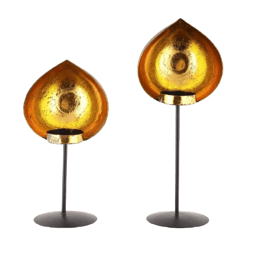 IRON DIYA T-LIGHT HOLDER (BLACK & GOLD) SET OF 2